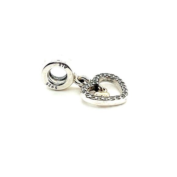 Pandora Two-Tone Heart Cz Dangle Charm - Picture 3 of 4